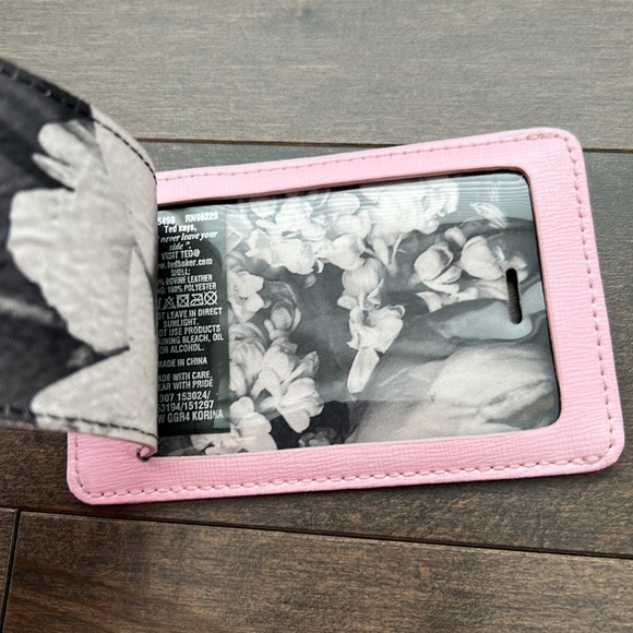 TED BAKER LONDON Pink Leather Luggage Tag, Travel Suitcase ID, 100% Authentic - Picture 5 of 9